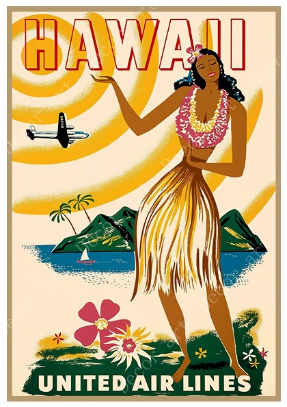 Прибой в Америке Гавайи Пляж путешествия холст картина старинные стены крафт