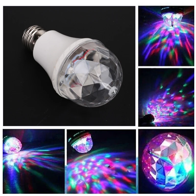 Авто вращающийся светодиодный музыкальный лампочка 3 Вт Красочный Светодиодный