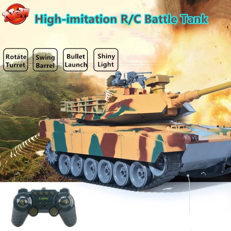 Emulational Sound Effect RC Battle Tank Bullet Launch Swing Barrel 320 градусов Turret Shiny Fat Electric