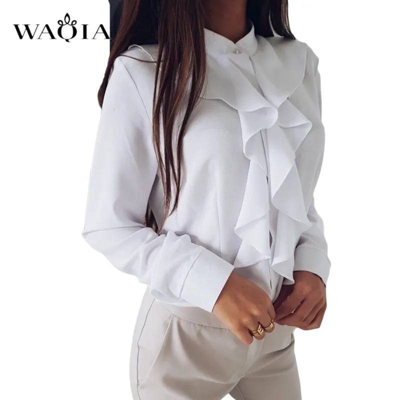 Женские топы блузки осень 2019 элегантная шифоновая блузка с длинным рукавом и v