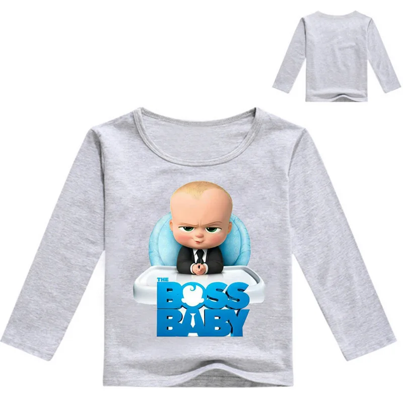 2-16Y Funny Baby Boss Clothes Boys Long Sleeve Tops Teenage T Shirt Cute Girl T-shirts Kids Teen Fashion Causal |