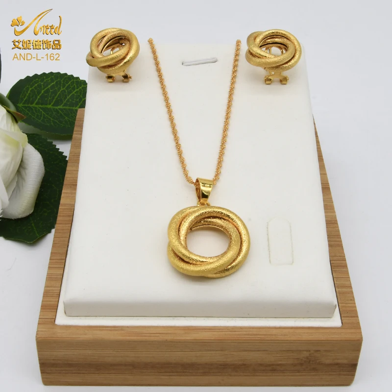 

ANIID African 2021 Trendy Necklace Earrings Set Women Jewelry Classic High Quality Daily Wear Wedding Gift Indian Necklace Sets