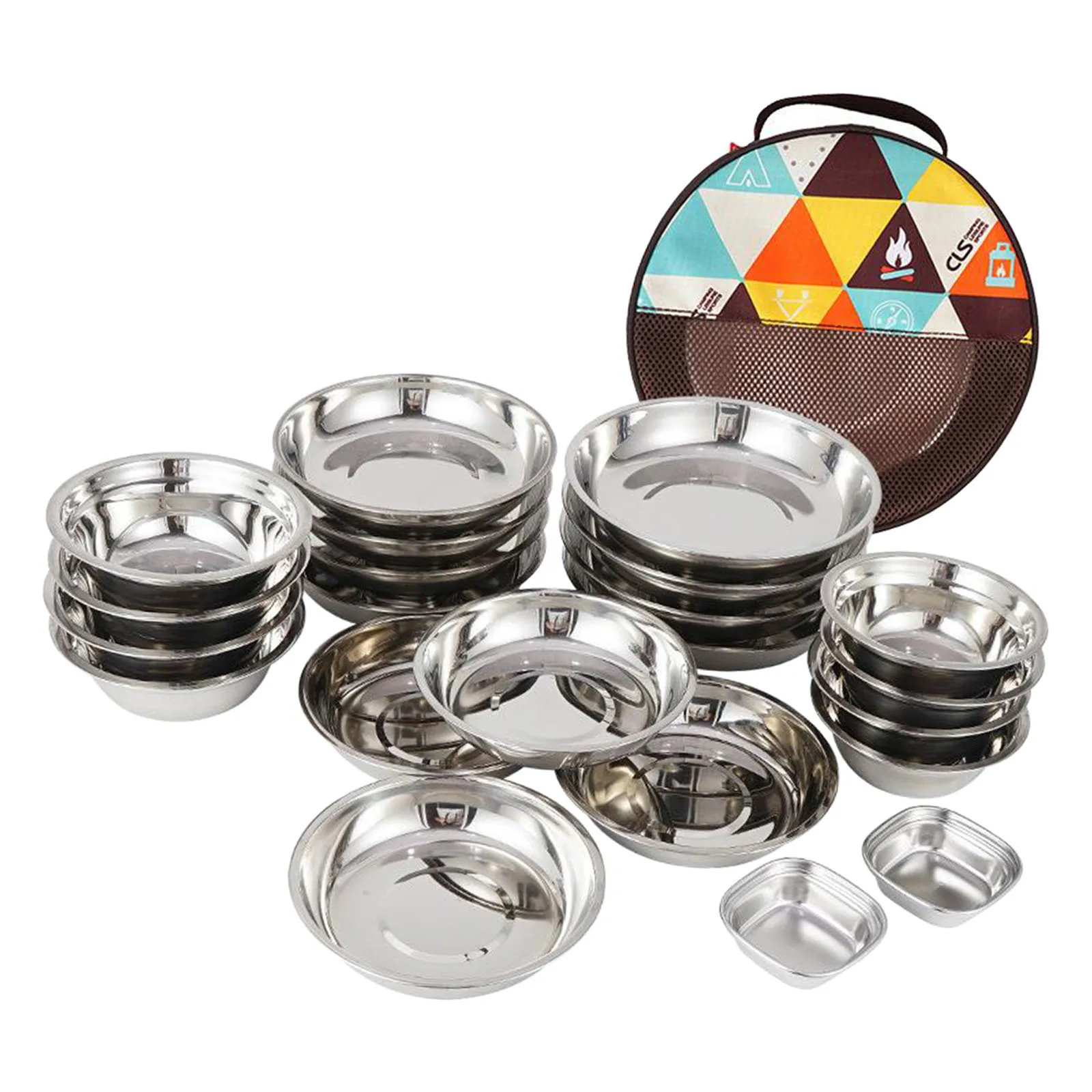 

Плоская тарелка для сковородок из нержавеющей стали, уличная посуда для кемпинга, 22 шт.