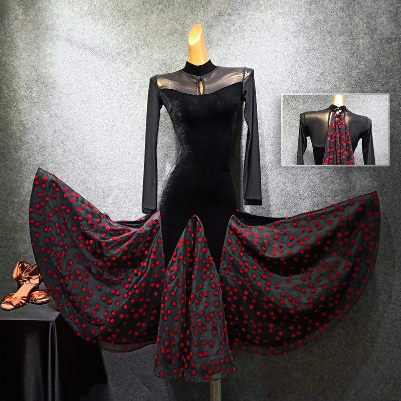 New Ballroom Dance Competition Dresses Women Waltz Cosutme Big Skirt Hem Tango Dress Festival Dancewear Stage Clothes 1536 |