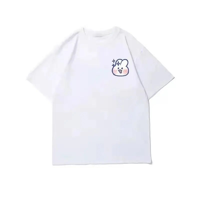 

Women T-Shirts Solid Kawaii Print Tshirt Women Summer Short Sleeve Shirt Harajuku Oversized Tops Female T-shirt Clothing 2021