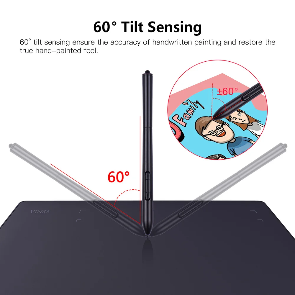 

Graphics Drawing Tablet Writing Board Controller Knob 8192 Levels Painting with Battery Free Stylus Nibs Pen Clip OTG Adapter