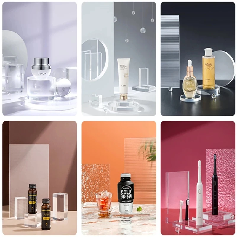 

ins windAcrylic Transparent Geometry Photography Props Scene Round Cylindrical Spherical Square Cosmetic Jewelry Photography