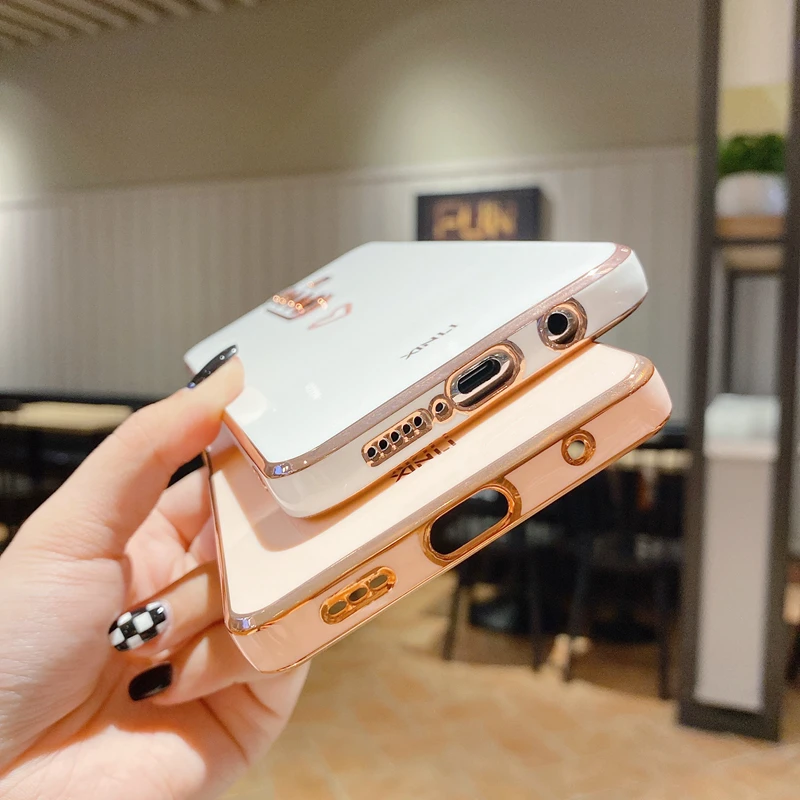 Square Plating Love Heart Silicone Phone Case For Xiaomi Redmi Note 10 Pro Note 8 Pro 11 9 Pro Max 7 Redmi 9 9A 9T 9C 10c Cover
