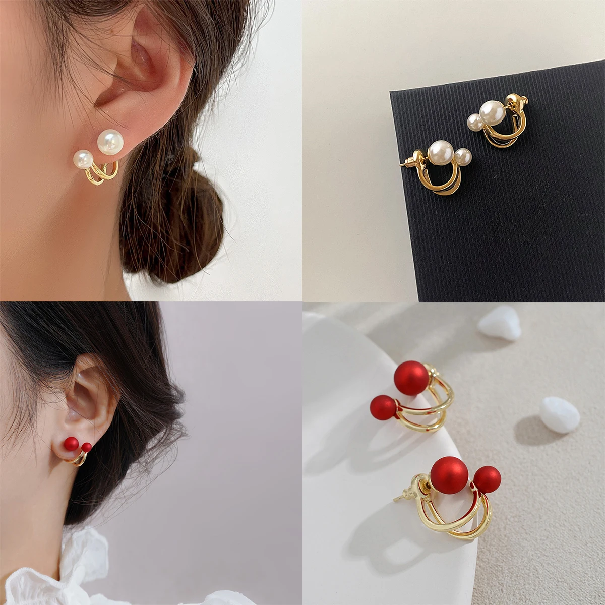 

2021 Luxury Korean Pearl Stud Earrings For Women Fashion Simple Pearl Stud Ear Clip Party Girl Temperament Accessories Jewelry