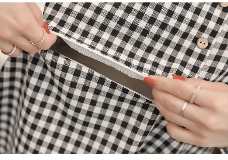 

Black Red Plaid Maternity Nursing Dresses Spring Long-sleeved Loose Breastfeeding Clothes for Pregnant Women Pregnancy Dress