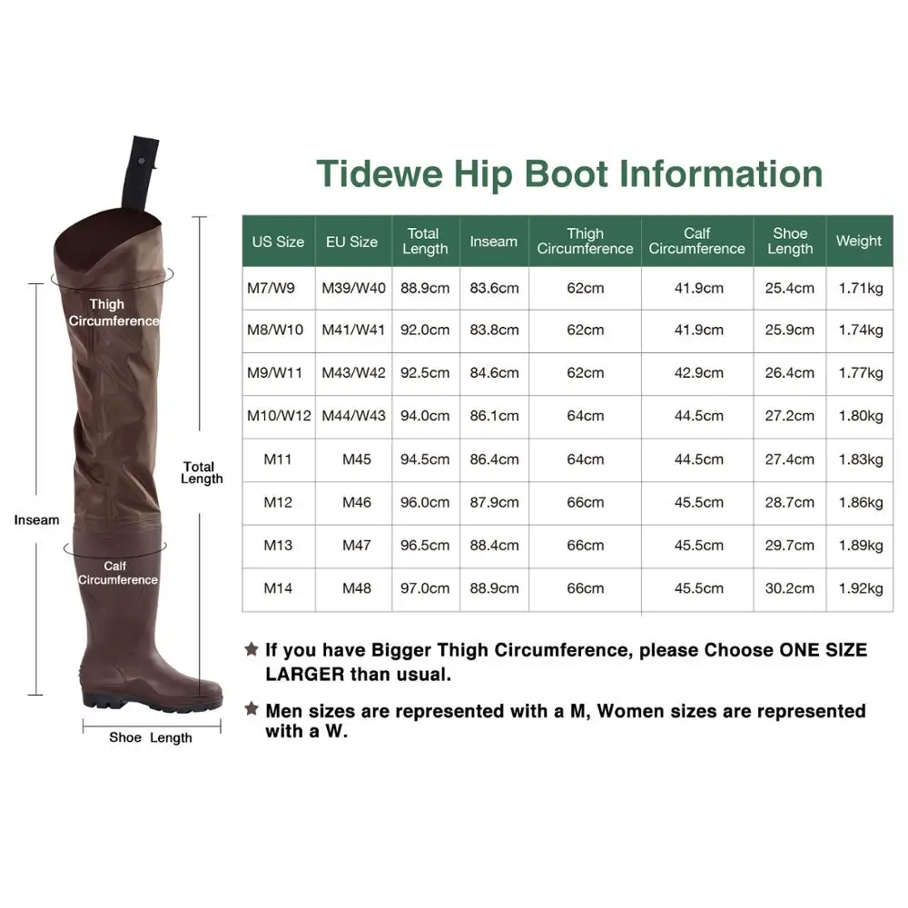 TideWe коричневые многоцелевые хип Waders легкие ПВХ рыбацкие сапоги Hip Boots охотничьи
