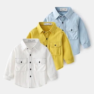 Children Girl Top Blouse England Long Sleeve Boys White Shirts Casual Turn-down Collar Boys Shirts