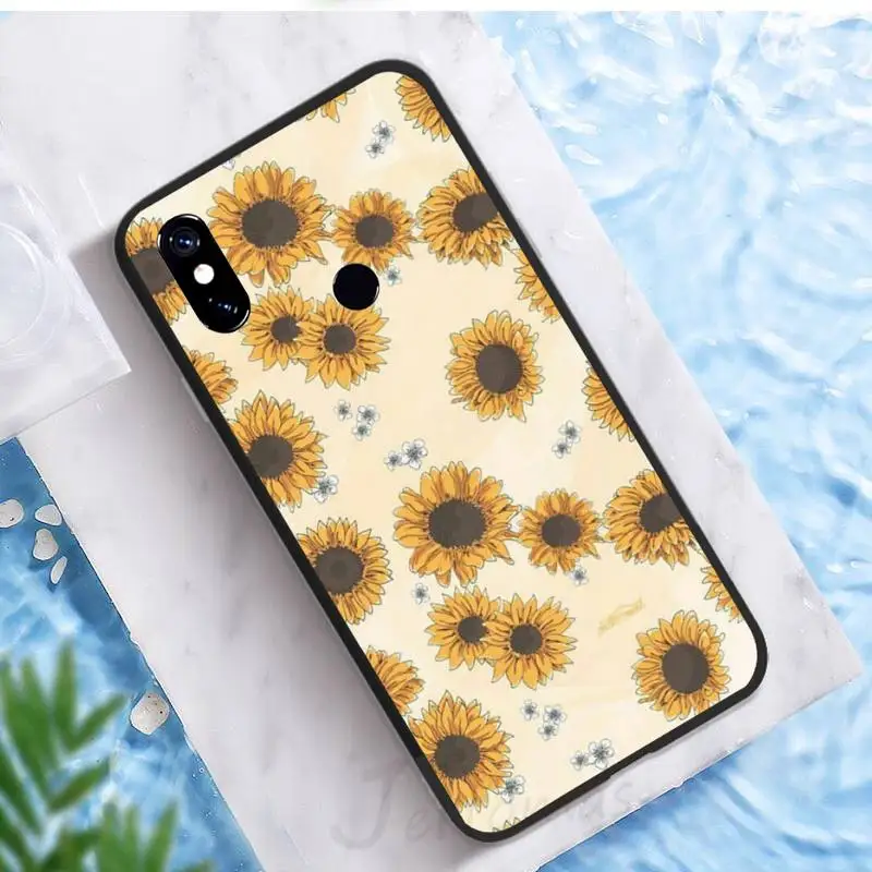 

Yellow flower Small daisy sunflower luxury design Phone Case funda For Xiaomi Redmi note 7 8 9 t k30 max3 9 s 10 pro lite
