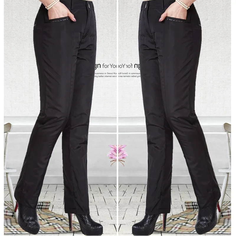 

Middle-aged Women Down Pants Winter Warm White Duck Down Trousers Casual Loose Straight-leg Pants Mother Clothing Winter Pants