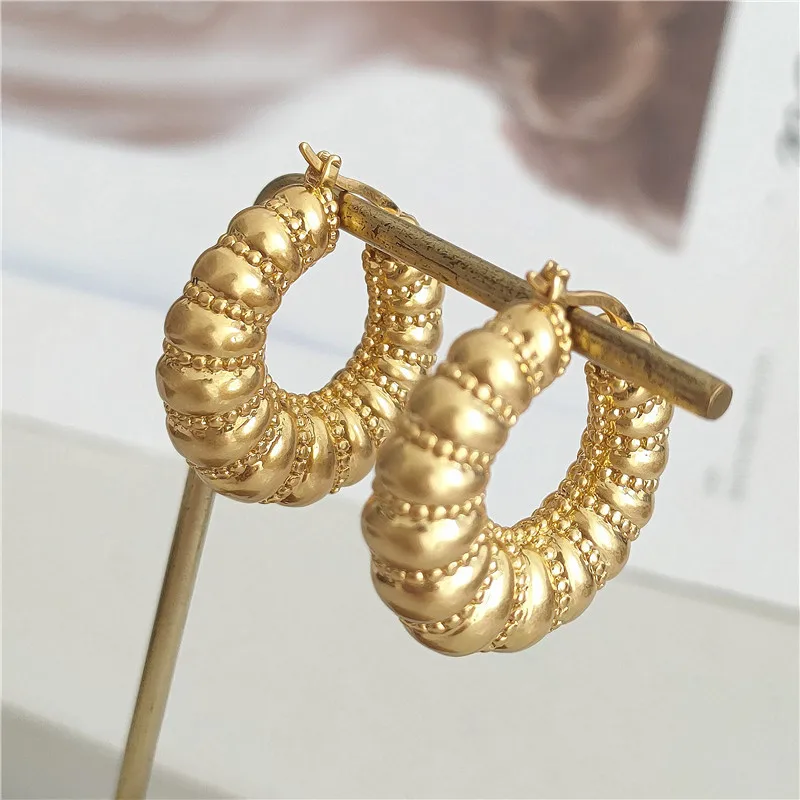 

Роскошные женские серьги в простом стиле, Золотые серьги Aros, эстетические серьги для очаровательной леди, корейский модный подарок, винтажн...