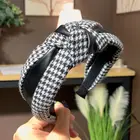 Новая повязка на голову в клетку в стиле хидори, аксессуары для волос из искусственной кожи и ткани, повязка для волос с широким покрытием, украшения для волос для женщин