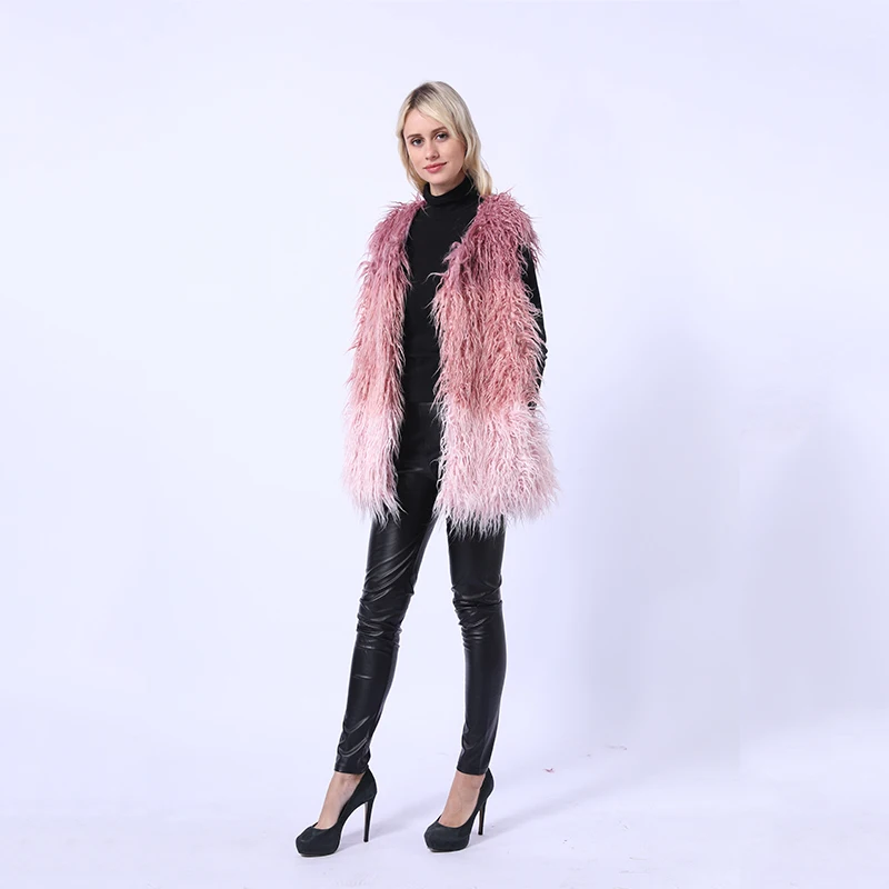 2019 пальто из искусственного меха женский жилет лисьего розового цвета меховой в