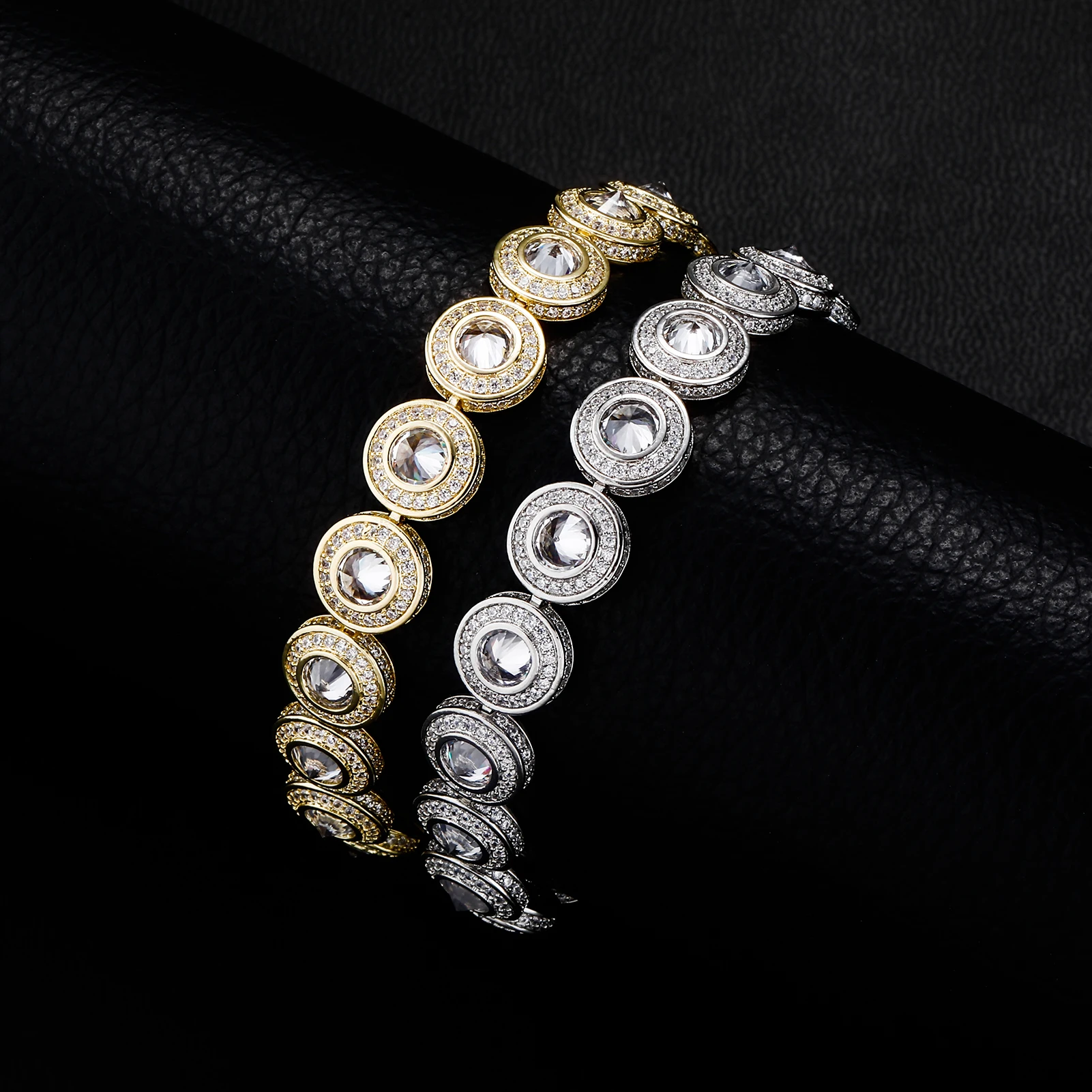 

New Fashion 15mm Iced Round CZ Stone "LOVE" Words Bracelet Pave Full Cubic Zirconia Charms Hip Hop Jewelry Punk Party Gifts