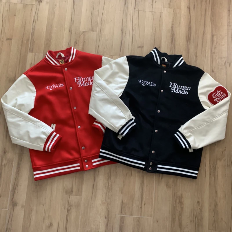 

HUMAN MADE Girls Don't Cry Limited Baseball Uniform Men's Women's Embroidered Logo Jacket Oversize Human Made Couple Jacket