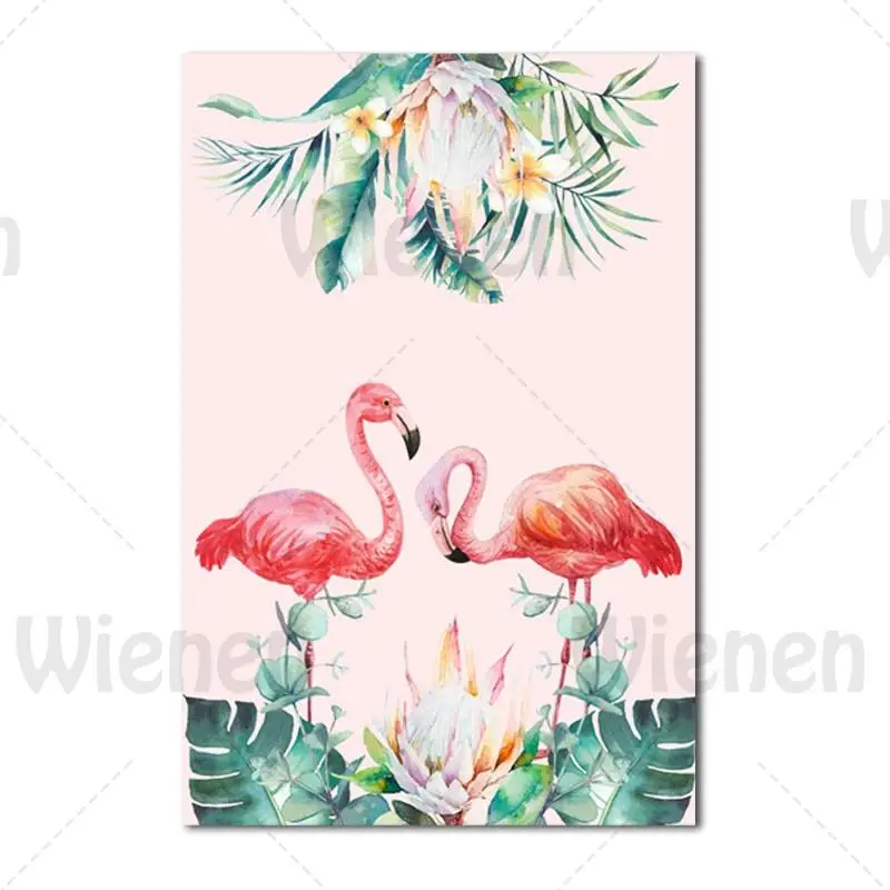 

Nordic Tropical Plants & Flamingo Canvas Poster Nature Landscape Wall Art Decoration Painting for Living Room Bedroom Home Decor