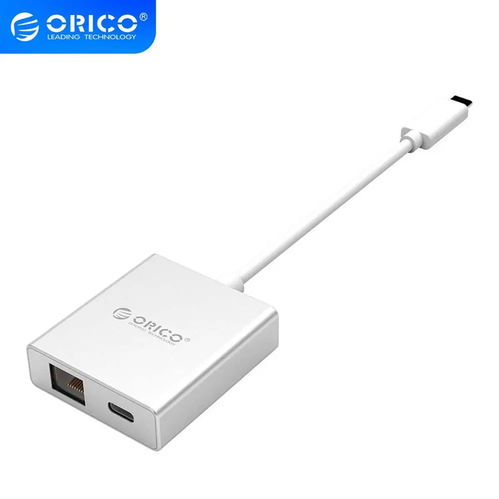 Алюминиевый адаптер ORICO Type C к RJ45 гигабитная Ethernet карта 1000 Мбит/с концентратор PD