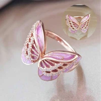 insect pink butterfly mask shaped cz party for women wedding ring size 5 10 jewelry