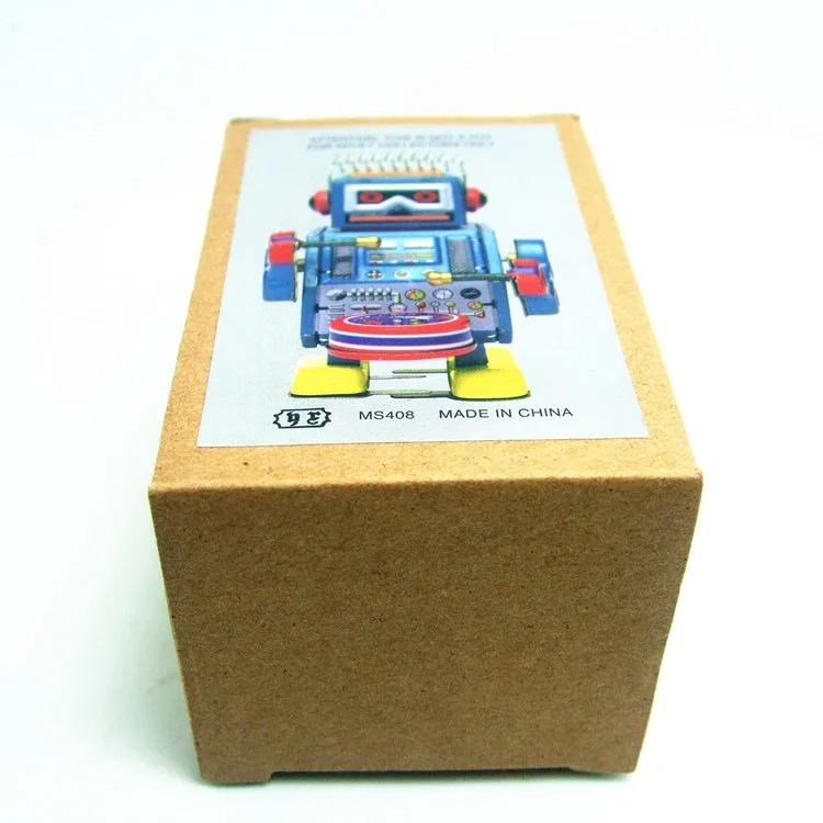 

[Funny] Classic collection Retro Clockwork Wind up Metal Walking Tin band drummer robot toy Mechanical toys kids christmas gift
