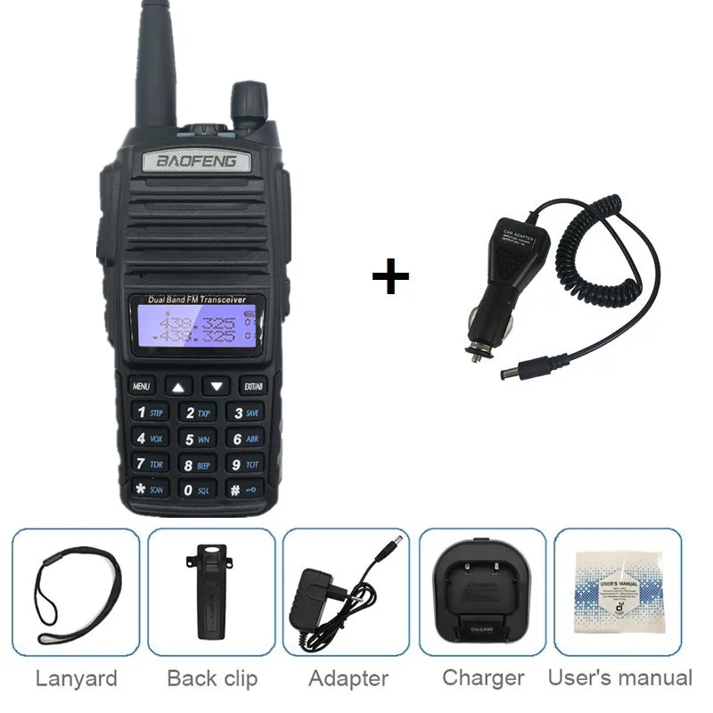 add car charger 8 Вт BAOFENG UV-82 Plus 8 Вт 10 км рация станция CB VHF/UHF морская ветчина радио двухстороннее Amador 8 Вт UV82 плюс - Цвет: add car charger