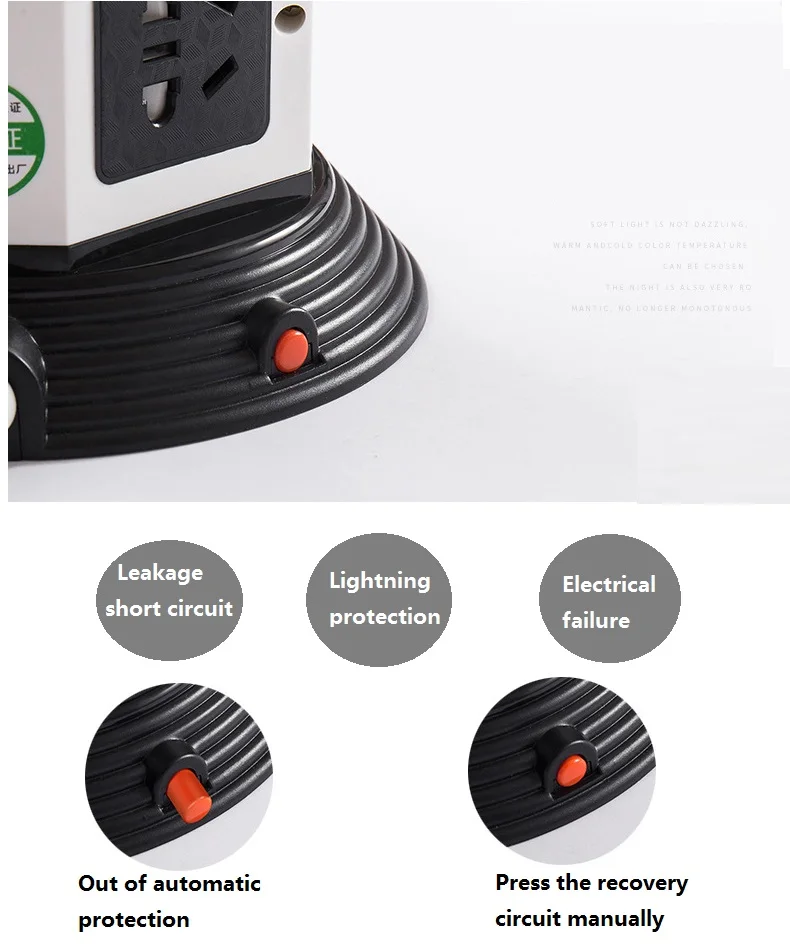 Tower Power Strip Vertical Desktop Multi Socket 7/11/15 Outlet with Dual USB 1.8M Extension cord Overload Protection | Обустройство