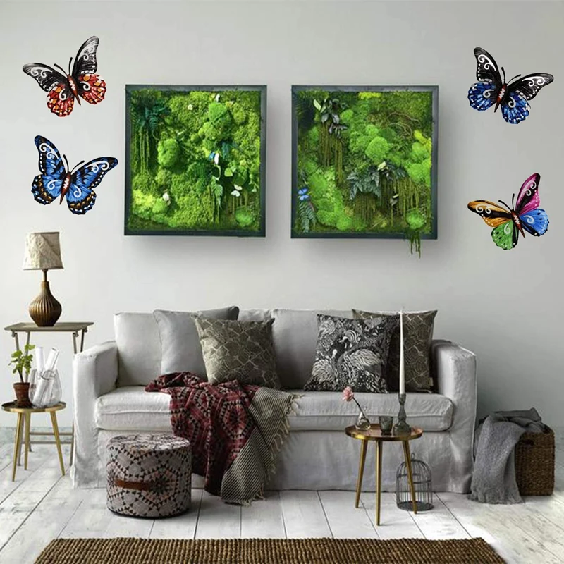 4 шт. 3D металлическая бабочка стенные скульптуры в виде рыб Art подвесной декор для