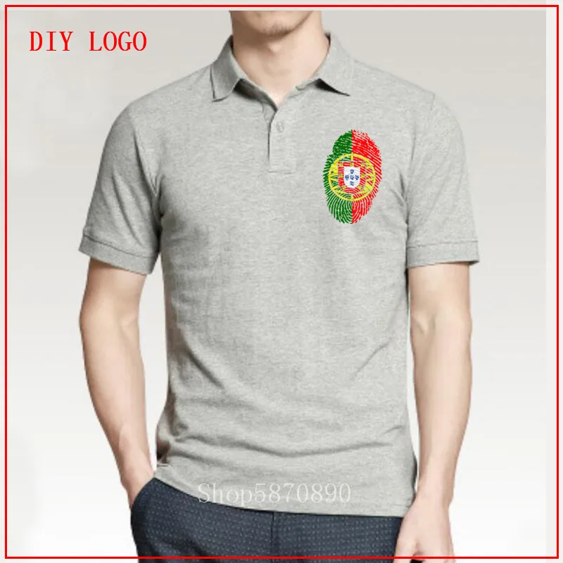 Мужская рубашка-поло с рисунком флага Португалии желтая хлопковая Футболка-поло