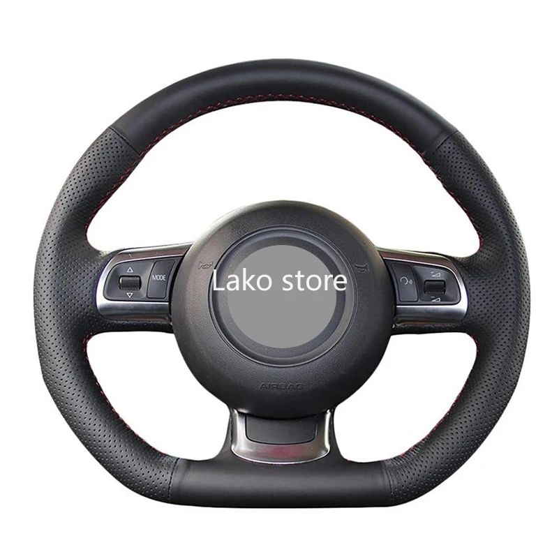 

D-type Hand stitch Reliable Faux Leather Car Steering Wheel Cover For Audi TT 2008-2013 R8 2014 TTS 2011-2013 15inch 38cm