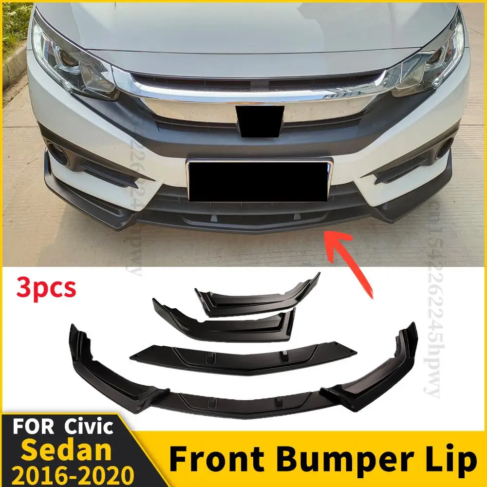 

Front Bumper Lip Chin Exterior Part Body Kit Diffuser Spoiler Deflector Splitter For Honda Civic Sedan 2016 2017 2018 2019 2020