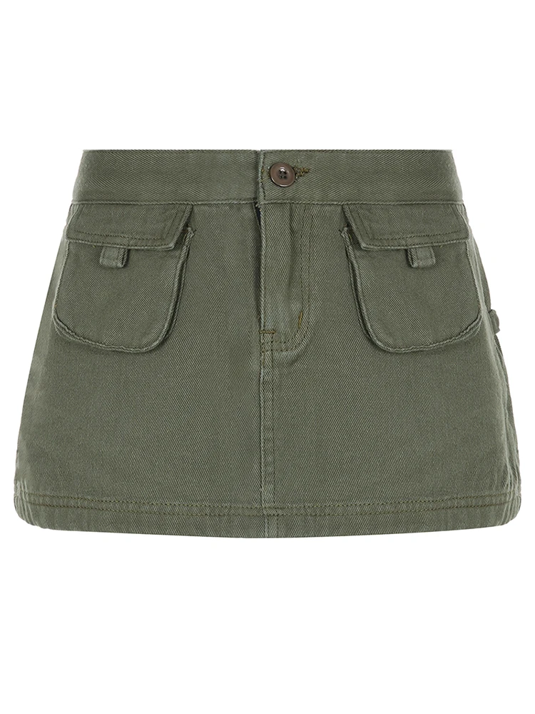 Weekeep/Модная Джинсовая юбка мини с карманами в стиле пэчворк Повседневная
