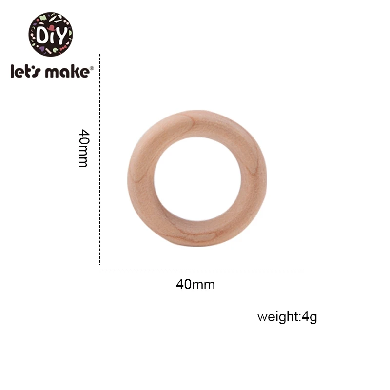 Lets Make 100PCS Maple Wooden Teether Ring Food Grade Wooden Rings Craft  Baby Teething Toy Baby Rattles 55mm 40mm