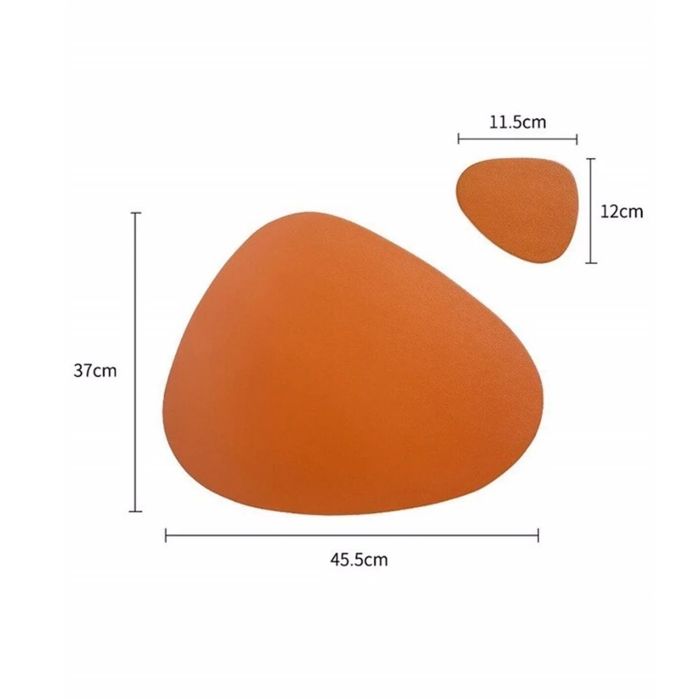 

12PCS Leather Placemats Waterproof Mat Coaster Plate Tableware Pad Plates Bowl Round Design Nonslip Dinner Meal Kitchen Table