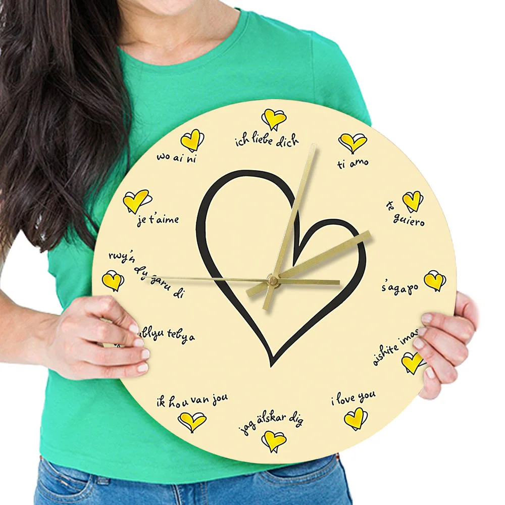 Современные дизайнерские настенные часы я люблю вас на 12 различных языках
