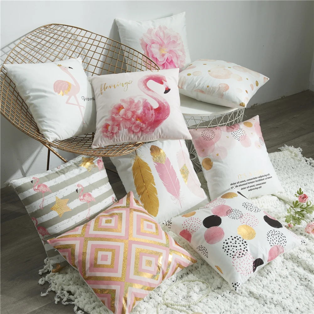 

2021 Bronzing Pillowcase Without Core, Soft And Comfortable, Simple And Fashionable Pattern Printing And Dyeing At Home 45*45CM