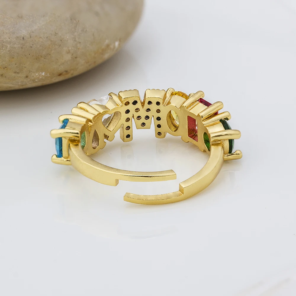 Богемное A-Z с буквенным начальным названием радужные Кристальные кольца для