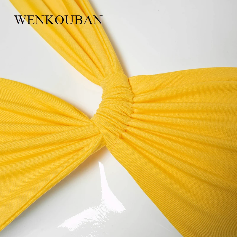 

2021 Sexy Crop Tops Shorts Two Piece Sets One Shoulder Cropped Yellow Tee Women Short Pants Halter Summer Casual Matching Sets