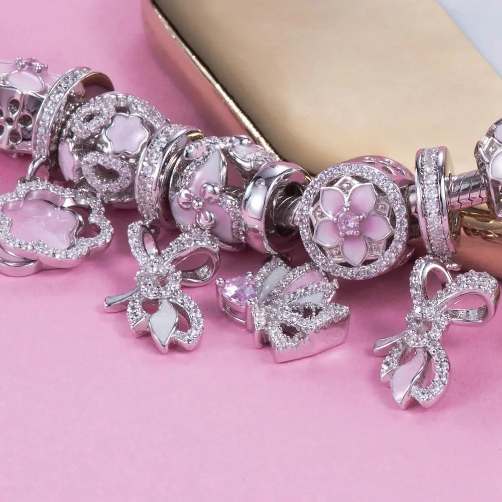 Бабочка танец Шарм бусины подходят оригинальный браслет ожерелье Аутентичные