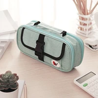 big capacity pencil case stationery storage large handheld pen pouch multiple compartments high school college student green