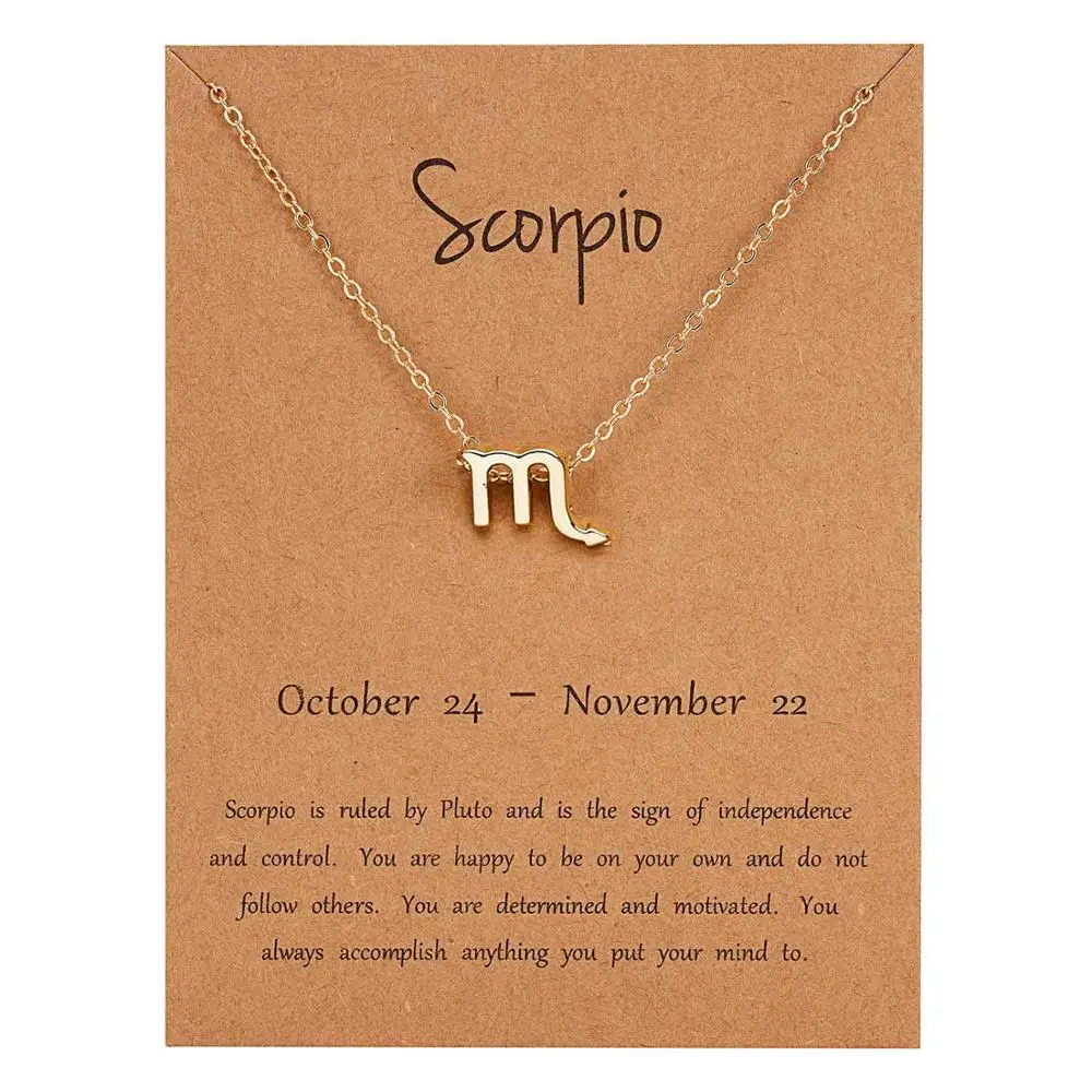 Scorpio-gold Belleper 12 Созвездие Знак зодиака ожерелье для женщин серебряные ювелирные изделия Leo Libra Aries кулон ожерелье Астрология - Окраска металла: Scorpio-gold