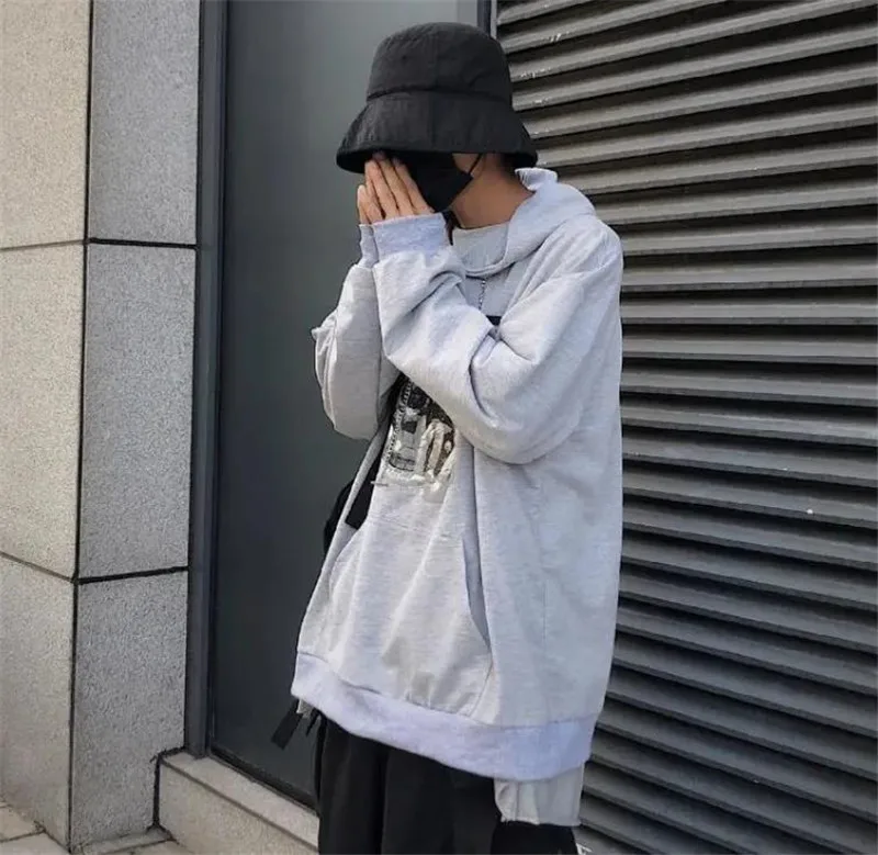 

Autumn White Black Fashion Hoodies Women Female Loose Sweatshirts Male Japan Women High Street Harajuku Kpop Hoodie Tops
