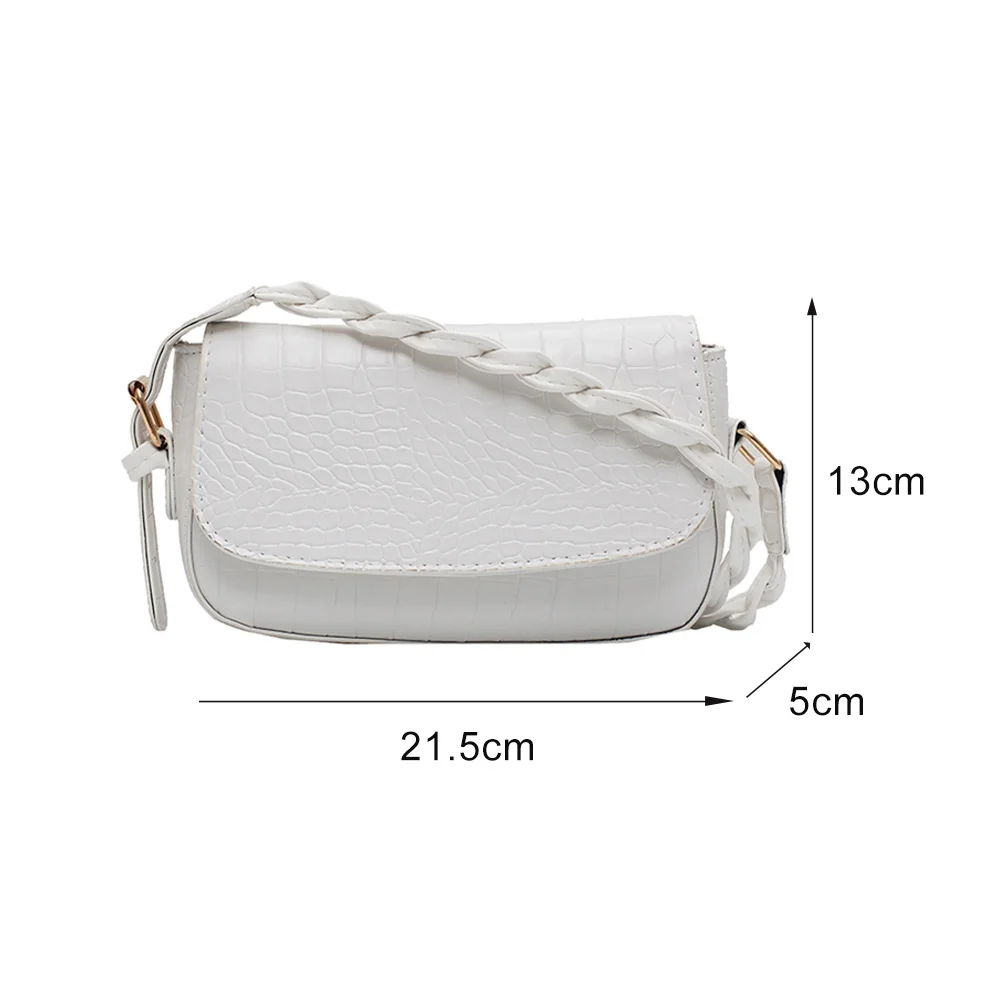 

Stone Pattern Crossbody Bag Women Classic Creative Design Chic Leisure Woven Belt Purse Lady PU Flap Shoulder Handbag