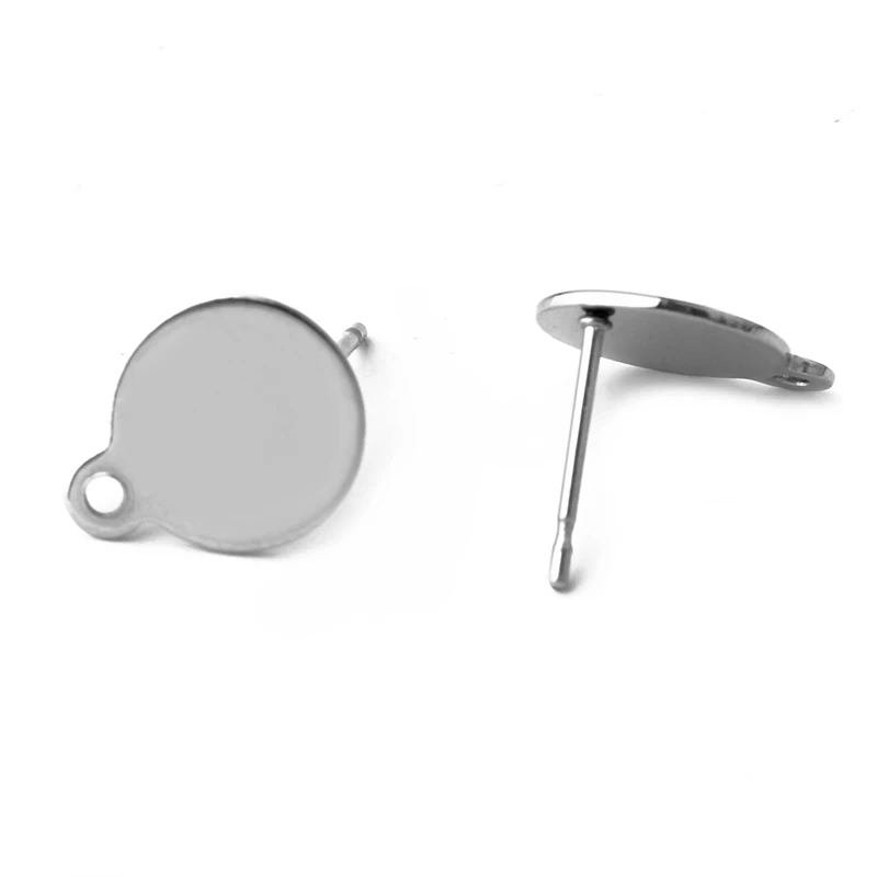 30pcs Stainless Steel Earring Eardrop Blank Connector Bezel 8mm 10.4mm Setting For Cameo Cabochons Jewelry Making Accessories