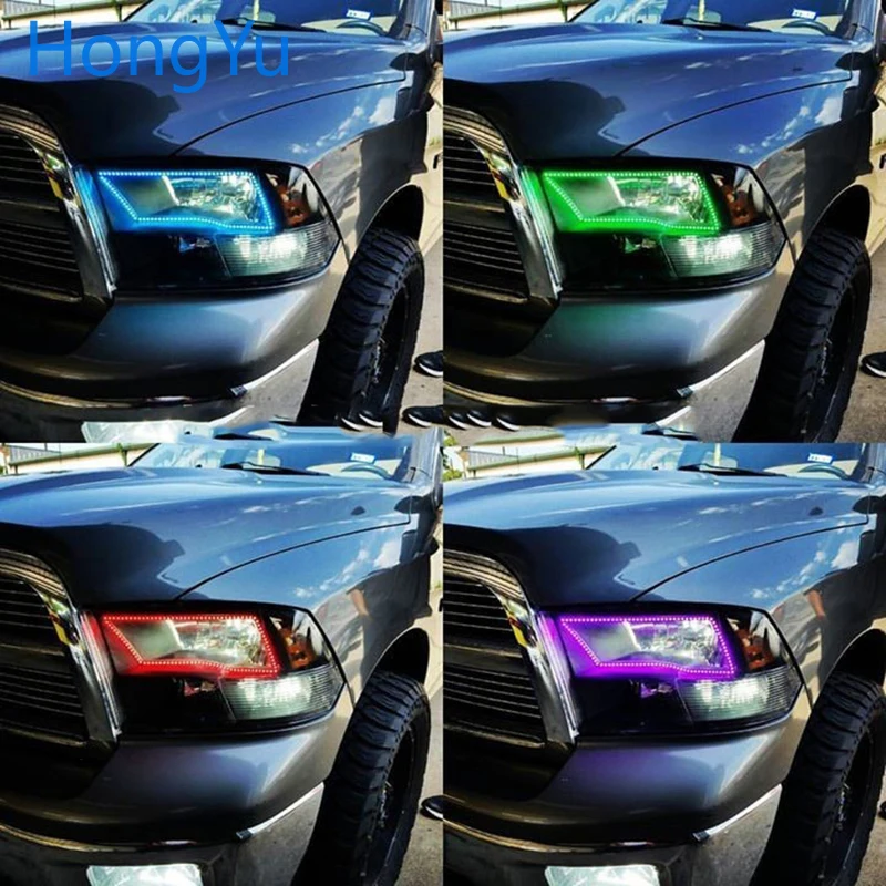 Цветная (RGB) Ангельские глазки DRL светодиодный Halo Кольцо SMD мульти-Цвет комплект