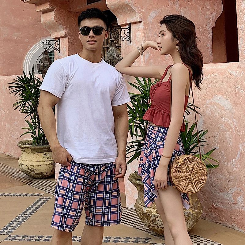 Купальники для пар пляжная одежда женский купальник бикини из трех предметов