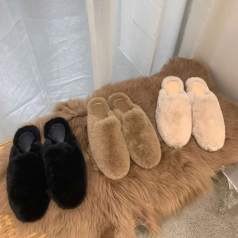 

2020 Women Slippers Furry Fluffy Fur Slides Home Flip Flops Indoor House Lady Fashion Mules Shoes Woman Female Ladies Slippers