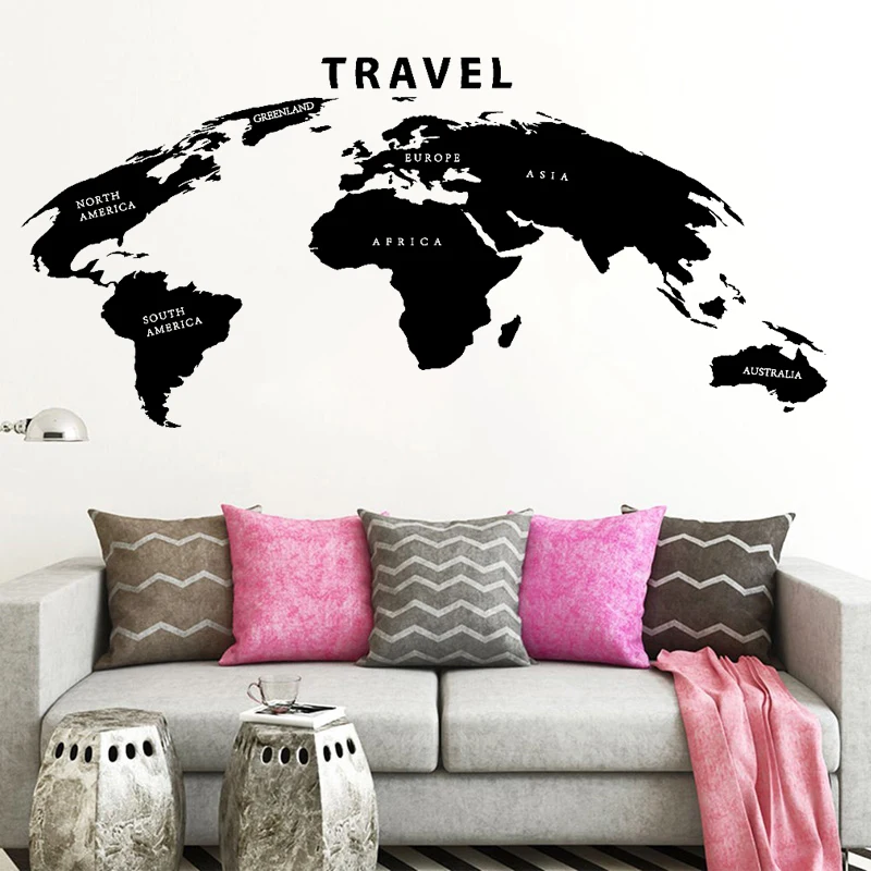 

Карта мира, настенная наклейка, переводная картинка, геометрия, домашний декор, украшение для детской спальни, гостиной, Европы, Америки, Ази...